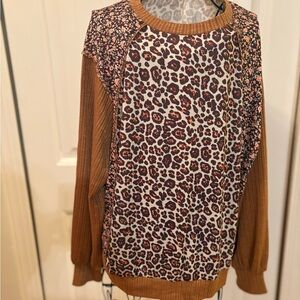 Leopard Print and Floral Patchwork Sweater